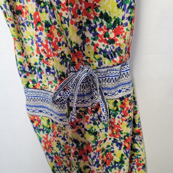 Cabi Small Cruise Fiesta Romper Shorts Tank Top Yellow Blue Red Flowers #5261 - Picture 5 of 8